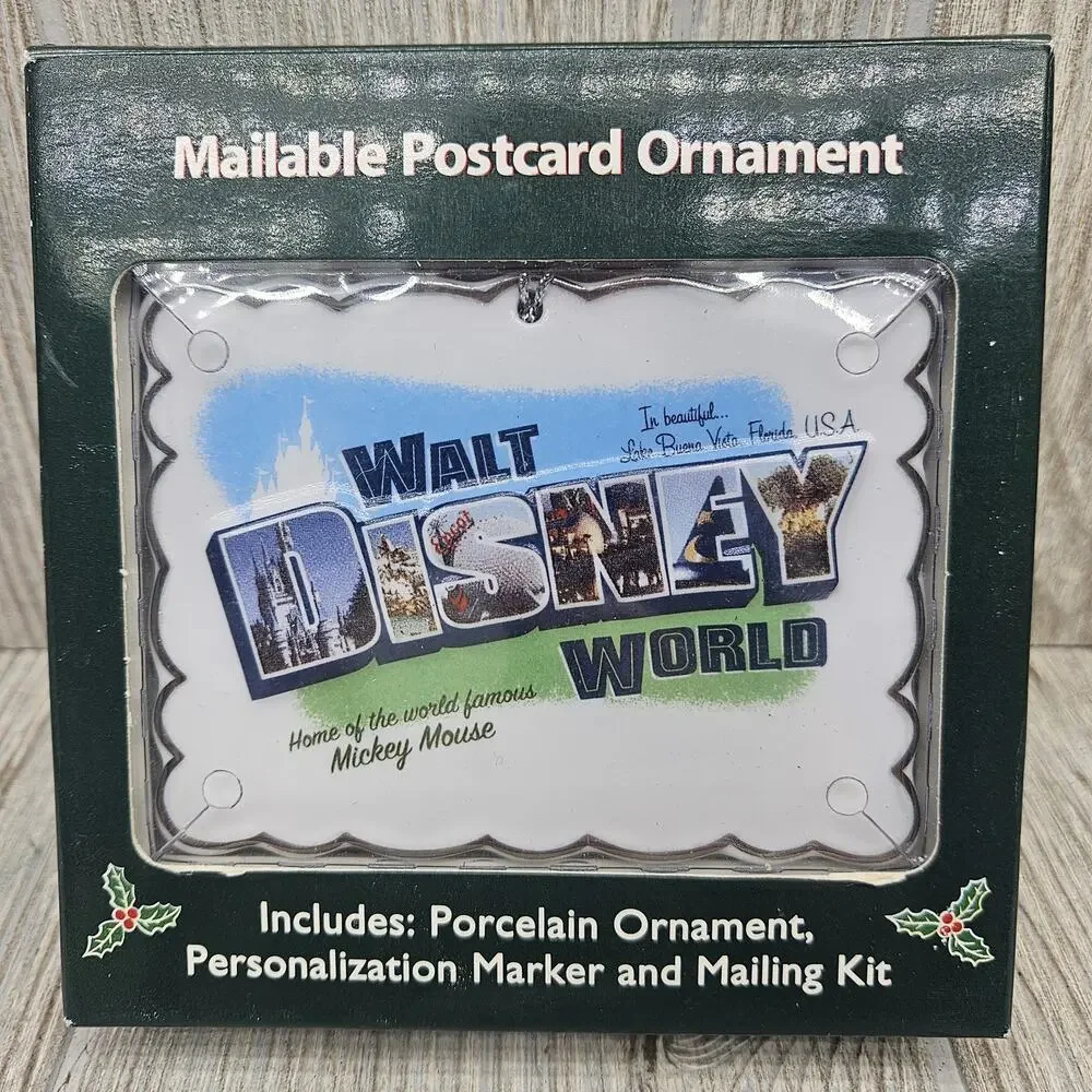 Disney Parks Walt Disney World Porcelain‎ Ornament Mailable Postcard Holiday New